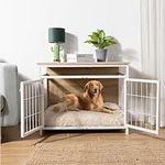 Navaris Dog Crate Furniture - Dog Crate with Wooden Table Top - Wood Furniture Includes Crate For Your Dog With 3 Doors - Large Crate for Big Dog - Dog House