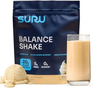 Suru Balance Shake All-in-One w/ 20g Protein, 140 Cal, 6g Fiber, Low Glycemic + Essential Vitamins, Vanilla, 15 Servings