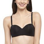 Brachy Women's 85% Poly Cotton, 15% Elastane Padded Underwire Push Up Bra Black