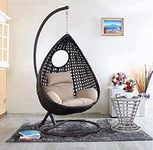 ABS MODERN CRAFTS AND LANDSCAPING and Landscaping Single Seater Hammock Swing Chair with Stand and Cushion for Patio Balcony Garden Terrace Living Room Relaxing Chair|Jhula (Black with Black Stand)