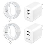 i Phone 15 Charger Fast Charging, 2Pack Dual Port 20W USB C PD 3.0 Wall Charger Block with 10FT Long USB C to C Cord for iPhone 15 Pro Max /15 Pro/15 Plus/15, iPad Pro/Air/Mini 6, Samsung/Pixel