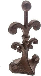 Fleur De Lis Cast Iron Door Stop | Decorative Door Stopper Wedge | with Padded Anti-Scratch Felt Bottom | Antique Vintage Design | Solid and Heavy Duty| 4x3.5x7.75" | Brown by Comfify