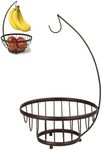 Spectrum Ashley Fruit Basket for Kitchen Counter with Banana Tree Hanger - Open Wire Vegetable & Fruit Bowl & Banana Hook Holder - Produce Storage Stand