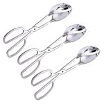 3 Pack Buffet Tongs, AUHOTA Stainless Steel Salad Tongs (Strong Gripping & Multifunctional), Cake Tongs Bread Tongs Thickening Food Tongs for Kitchen Buffet Party Catering Serving