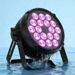 SHEHDS CoralPar Par Lights, IP65 Waterproof Outdoor LED 18x12W RGBWA UV 6in1 Color Mixing, Wash/Strobe Effect, 45°Wash Angle, DMX512 Sound Activated DJ Lights for Stage Church Disco Theater -Upgrade