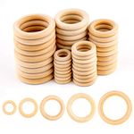 SAVITA 50pcs Unfinished Wood Rings Smooth Natural Wooden Rings for Craft DIY, Ring Pendant, Jewelry Making(1.2’’,1.6’’,2’’,2.4’’,2.8’’)