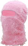 XYIYI Pink Distressed Balaclava Ski Face Mask Full Face Knitted Balaclava Winter Windproof Neck Warmer for Men Women