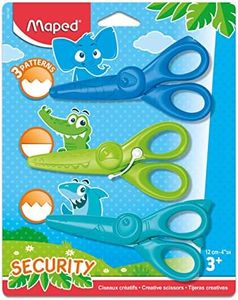 Maped - Set de 3 ciseaux créatifs KIDICRAFT 12 cm - 3 formes de découpe - Sécurité - Bouts ronds - Lames plastique - Pour enfants - Dès 3 ans