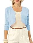 Belle Poque Plus Size Shrug for Women Dressy Lightweight Knitted Cardigans Sweater Light Blue XL