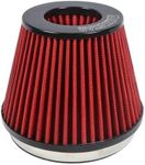 KYOSTAR Universal 6" (152mm) High-Flow Air Filter, Reusable Cone Cold Air Intake, High Performance, Washable, Clamp-On Car High Flow Air Kit, Flange Diameter: 6 Inch, Filter Height: 6.2 Inch, Red