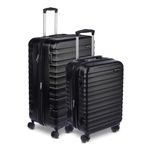 Amazon Basics Hard Shell Luggage Set (Small + Large) - Expandable ABS Travel Luggage with 4 Double Spinner Wheels - Scratch Resistant and Lightweight Construction - Black