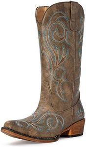 IUV Cowboy Boots For Women Pointy Toe Women's Western Boots Cowgirl Boots, Brown, 7.5