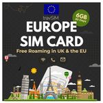 travSIM Europe SIM Card | 6GB Data with 4G/5G speeds | Unlimited Calls Within The EU | Use in The UK, Switzerland & 30+ EU Countries | Plan on SIM Card for Europe is Valid for 30 Days