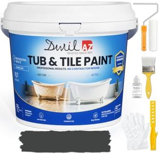 DWIL Tile Paint, Tub and Tile Paint, Bathtub Paint Refinishing Kit With Tools, Water-Based Tub Paint for Bathroom Tile, Sink & Shower, Low Odor, Semi-Gloss Dark Grey, 33oz