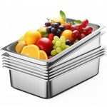 ZeroPone Hotel Pan 6" Deep Steam Table Pan 6 Pack Full Size 20.8"L x 12.8"W Hotel Pan 22 Gauge Stainless Steel Anti Jam Steam Table Pan