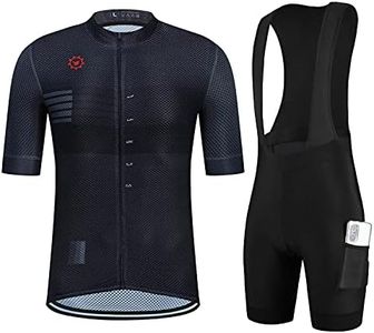 GCRFL Men's Cycling Jersey Sets Road Bike Jersey Riding Shirts Lightweight, Bib Shorts with Pockets Padded, Black, XX-Large