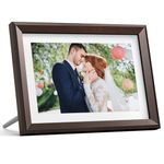 Dragon Touch Digital Picture Frame WiFi 10 inch IPS Touch Screen Digital Photo Frame Display, 32GB Storage, Auto-Rotate, Share Photos via App, Email, Cloud, Classic 10 Brown, PUUDUU