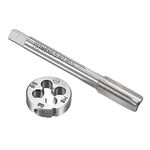 uxcell M8 x 0.5mm Metric Tap and Die Set, HSS Machine Thread Screw Tap with Alloy Tool Steel Round Threading Die