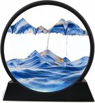 Virahi Sand Art 3D Natural Landscape Showpieces for Home Decor, Antique Gifts for Kids, Office Desktop Decoration, Desk Table Decorative Items, Moving Sand Art Picture, Glass Liquid Painting (Blue)