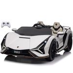 Voltz Toys Ride-on Car for Kids, 24V Lamborghini SIAN, 4WD Battery Powered Electric Car with Remote Control, EVA Wheels, Open Doors, Storage, Leather Seat, LED Lights & Music for Kids (White)