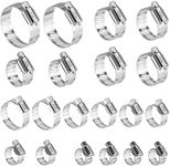 Hose Clamps Stainless Steel Assortment Kit 1/4" to 2", 20 Pcs - Heavy Duty Adjustable Metal Clamps for Radiator, Automotive, Plumbing, Fuel Line - Mechanical Hose Clamp Set, Assorted Clamps for Hoses