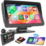 Portable Car Stereo Wireless Apple Carplay Android Auto, 7 Inch Touch Screen Car Radio with Bluetooth Airplay Maps Navigation Voice Control TF Card AUX for Vehicle