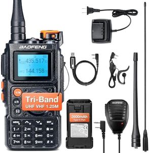 BAOFENG K6 Tri-Band Handheld Ham Radio Full Kit, 6W Two Way Radio, UHF/VHF/1.25M/NOAA/FM/Air Receiver, 2600mAh Battery Type-C Charging, 999CH, Long High Gain Antenna, Speaker Mic, Programming Cable