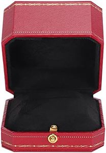 Brrnoo Caja de regalo para anillos, exquisita pantalla de almacenamiento, elegante caja de anillo individual para bodas (caja de anillo individual roja)