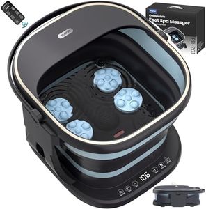 Puboo Collapsible Foot Spa Bath Massager with Heat Foot Soaking Tub Pedicure Foot Spa, Side Bars, Red Light, Motorized 16 Massage Balls, Wireless Remote, Mothers Day Gifts for Mom, Up to Men US-11.5