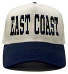 Funky Junque Two Tone Vintage Canvas Snapback Hats Men Women Trendy Embroidered Trucker Baseball Cap Funny Adjustable, East Coast - Navy/Beige, One Size