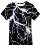 Belovecol Boys Girls T-Shirts 3D Black Lightning Novelty Crewneck Fashion T Shirt Summer Kids