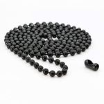 UK Blinds Premium 4.5mm Ball (Size 10) Metal Bead Chain Cord For Roller, Roman, Day & Night, Vision, Mirage Blinds - Unique Colours + FREE Matching Connector! (Black (Metal), 70cm (140cm loop))