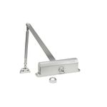 Global Door Controls Compact Commercial Door Closer in Aluminum with Adjustable Spring Tension and Back Check - Size 5