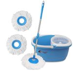 Vault Bharat ECO Spin Bucket MOP,Bucket Floor Cleaning, Floor Cleaning Mop with Bucket, pocha for Floor Cleaning, Mopping Set, Model: V51+2 (Color: Blue, Warranty: 1 Year)