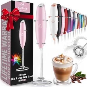 Zulay Kitchen Powerful Milk Frother Wand - Ultra Fast Handheld Drink Mixer - Electric Whisk Foam Maker for Coffee, Lattes, Cappuccino, Frappe, Matcha & Coffee Creamer - Milk Boss Cotton Candy