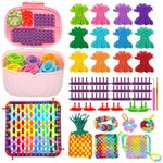 Tldcdte Weaving Loom for Kids and Adults,Potholder Loom Kit with 240 Colorful Loops,2-in-1 Weaving Loom Kit Toys for Kids with Transparent Bow Tote Box,Ideal Gifts for Girls Ages 5 6 7 8-12 13