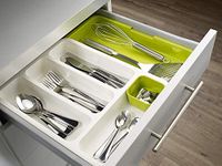 Drixty Anudas Expandable Cutlery Tray Plastic Drawer Holder To Store Organize Spoons Toiletries For Home Kitchen,Bed,Multipurpose Cutlery Organizer Tray/Store Plate For Modular Kitchen-Utensils,Green