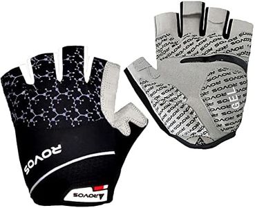 ROVOS Cycling Gloves Gel Men Bike Gloves Biking Gloves Half Finger Bicycle Gloves- Anti Slip Shock Absorbing 5mm Padded Breathable Mountain Bike Gloves for Women (Black,Medium)