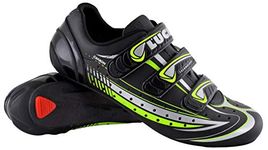 LUCK Mega Road Cycling Shoe with Carbon Sole and Triple Velcro Strap. Black White