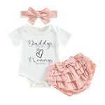 RWYBEYW Newborn Baby Girl Auntie Bestie Outfits Letters Short Sleeve Romper T-Shirt Tops Tutu Skirt Shorts Summer Clothes Set (B# Daddys Little Glrl Mommys Whole World, 0-3 Months)