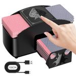 HJCMikee Automatic Card Shuffler 1-2 Deck, Electric UNO Shuffler Card Machine for Playing Card Skip Bo Blackjack,Battery or USB-C Operate Card Shiffler for Casino Poker or Game Night -Cosmic Black