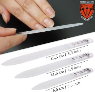 3 Swords Germany Double Sided Glass Nail Files Set – 3 Pieces with Black Case