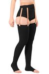Medical Compression Stockings for Varicose Veins || Full Leg || COTTON FABRIC || HIGH COMPRESSION || With Stitching || Unisex || Breathable || (Large, Black)