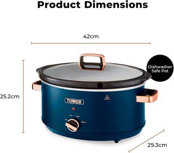 Tower 6.5L Slow Cooker – Midnight Blue Electric Crock Pot