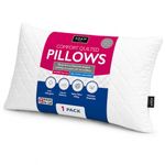 Adam Home Pillow 1 Pack Hotel Quality with Quilted Cover- Premium Filled Pillows for Stomach, Back and Side Sleeper Pillow, Down Alternative Bed Pillow-Soft Hollow-Fiber Hotel Pillow