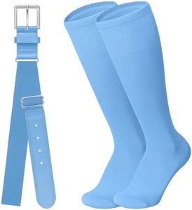 Leroci Baseball Belt and Baseball Socks Combo Set for Kids Boys and Girls Columbia Blue