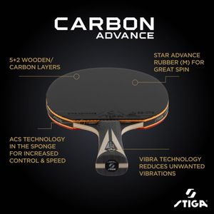 STIGA Carbon Advance Table Tennis Bat – Lightweight Performance Paddle