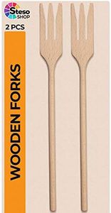 Wooden Forks for Cooking - 2 pcs Wood Fork Set Perfect Size Great for Cooking - Salad Pasta Grill Tasting Fork Wood - Wood Kitchen Utensils