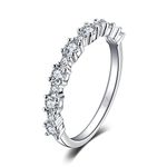 JewelryPalace Classic Cubic Zirconia Wedding Rings for Women, Half Eternity 925 Sterling Silver Promise Ring for Her, Round Cut Simulated Diamond Anniversary Band Ring Size 7