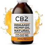 CB2 HEMP OIL ORGANIC [225,000mg/240mL/8oz] - Extra Strength Pain Relief / Reduces Inflammation / Melts Away Anxiety & Stress / Enhances Sleep & Rejuvenation. CB2 Extract + Natural Orange Flavour + Omega 3. Stronger Than Hemp Gummies or Hemp Oil Capsule...